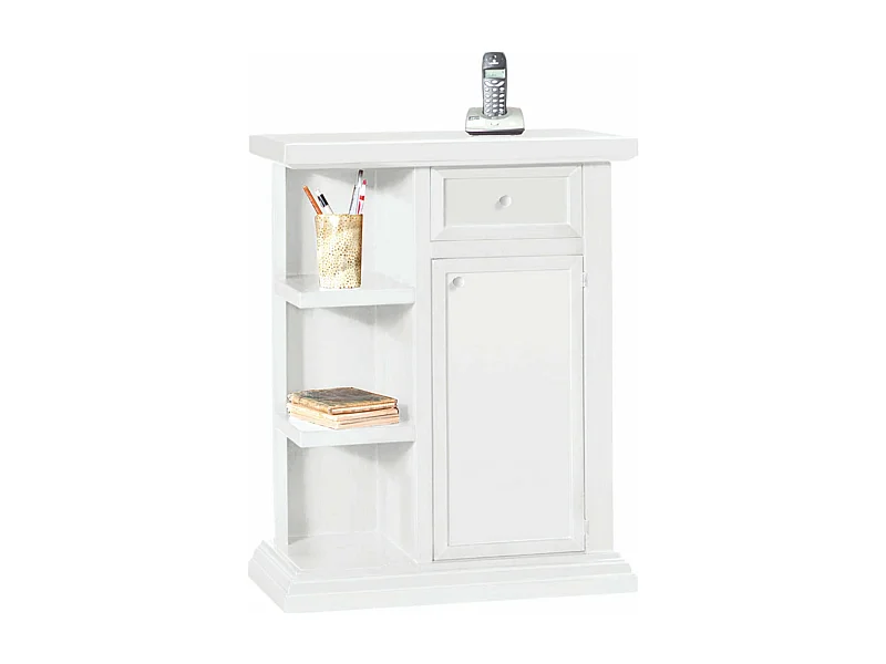 MilaniHome.it - Mobile Portatelefono In Legno Massello 64x32x80di coloreBianco