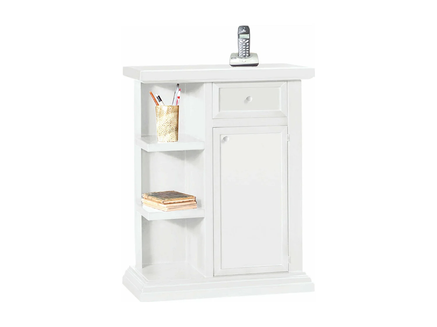 MilaniHome.it - Mobile Portatelefono In Legno Massello 64x32x80di coloreBianco