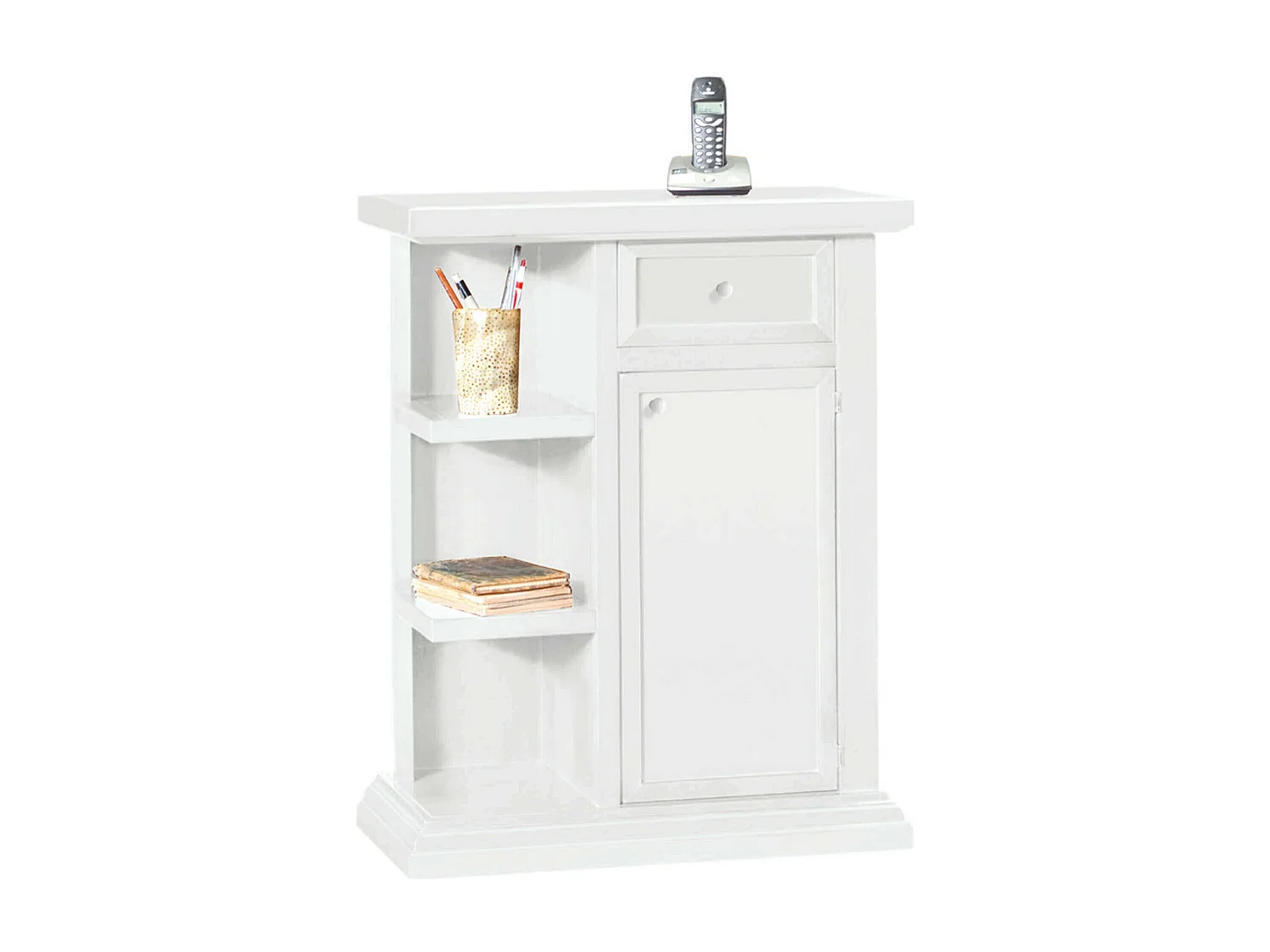 MilaniHome.it - Mobile Portatelefono In Legno Massello 64x32x80di coloreBianco