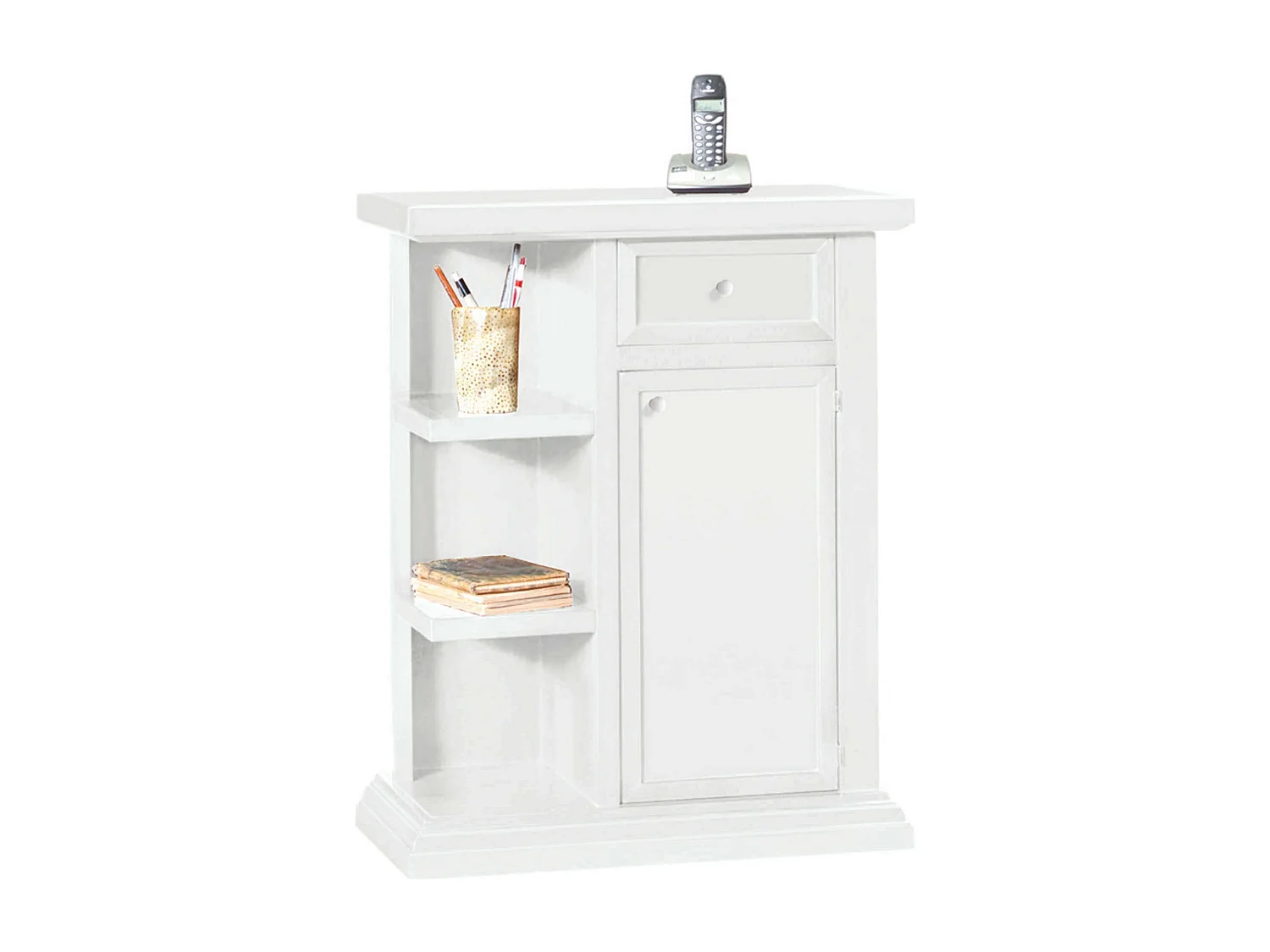 MilaniHome.it - Mobile Portatelefono In Legno Massello 64x32x80di coloreBianco