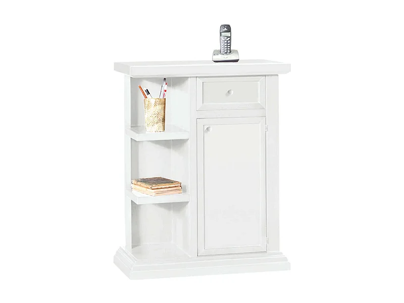 MilaniHome.it - Mobile Portatelefono In Legno Massello 64x32x80di coloreBianco