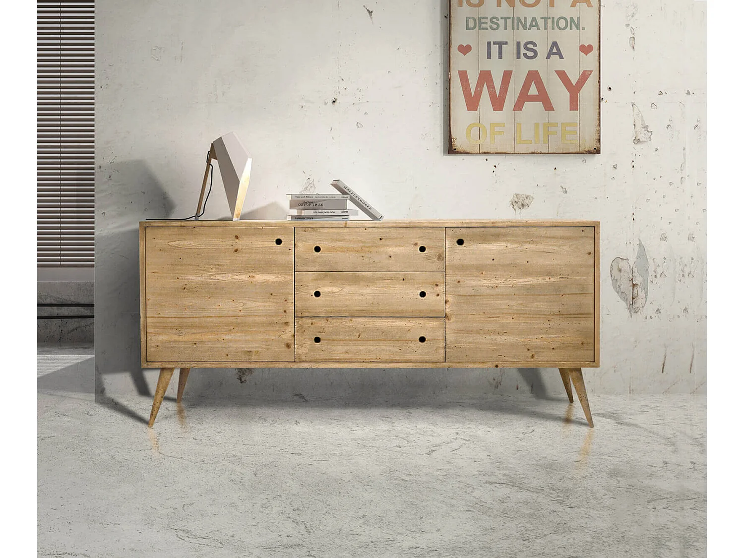 MilaniHome.it - Mobile Base Abete Spazzolato Cm 185x50x84 H Naturale Per Cucina Sala Da Pranzo Salotto Soggiorno Camera Da Letto Ufficiodi coloreMarrone