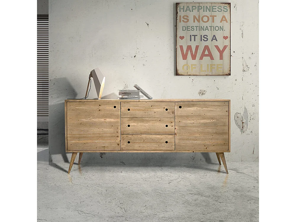 MilaniHome.it - Mobile Base Abete Spazzolato Cm 185x50x84 H Naturale Per Cucina Sala Da Pranzo Salotto Soggiorno Camera Da Letto Ufficiodi coloreMarrone