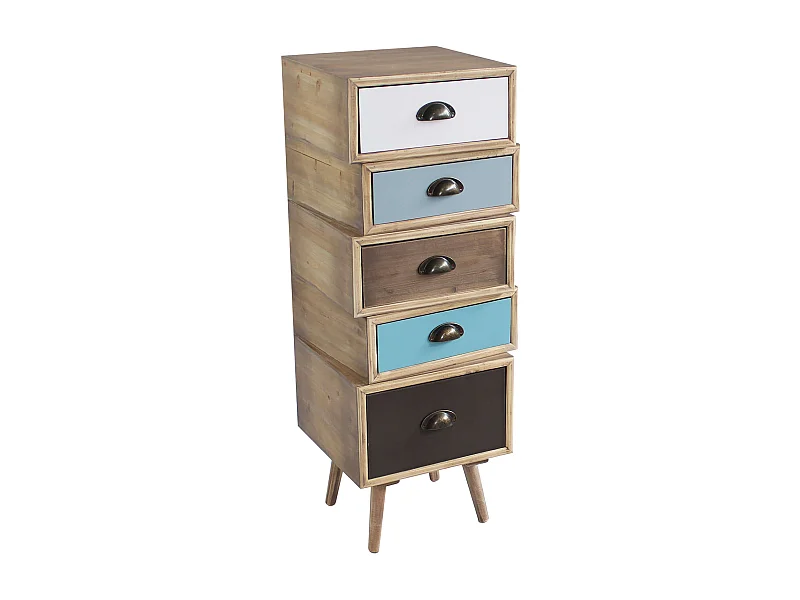 MilaniHome.it - Mobiletto 5 Cassetti 40x36,5x99 Per Interno Camera Cameretta Salotto Ingresso Cucinadi coloreMulticolor