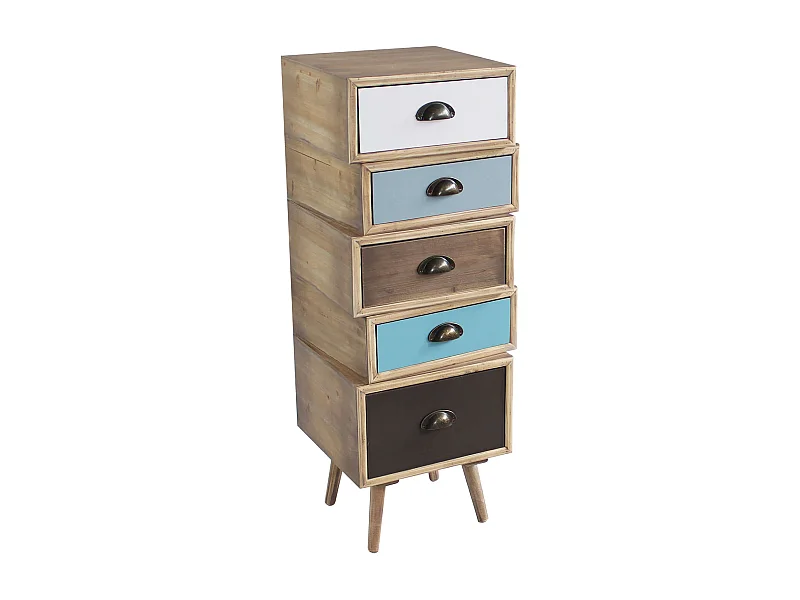 MilaniHome.it - Mobiletto 5 Cassetti 40x36,5x99 Per Interno Camera Cameretta Salotto Ingresso Cucinadi coloreMulticolor