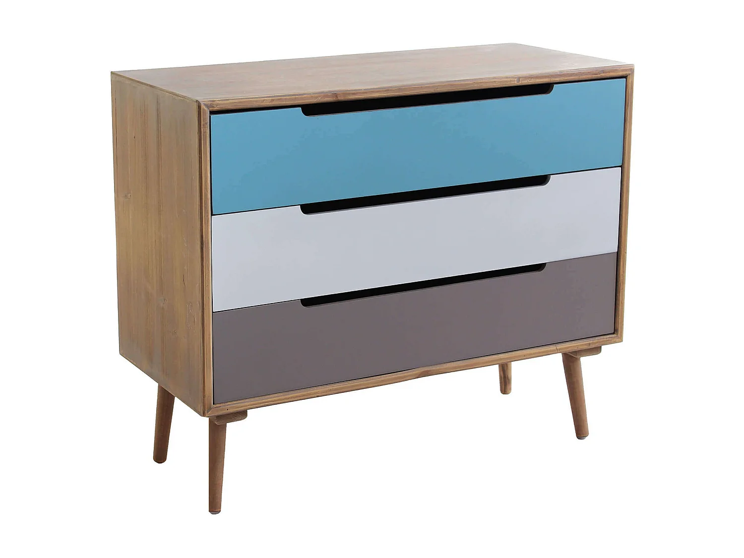Milani Home - cassettiera 3 cassetti 80 x 36 x 67 cm, legno multicolor, per camera, cameretta e ingresso