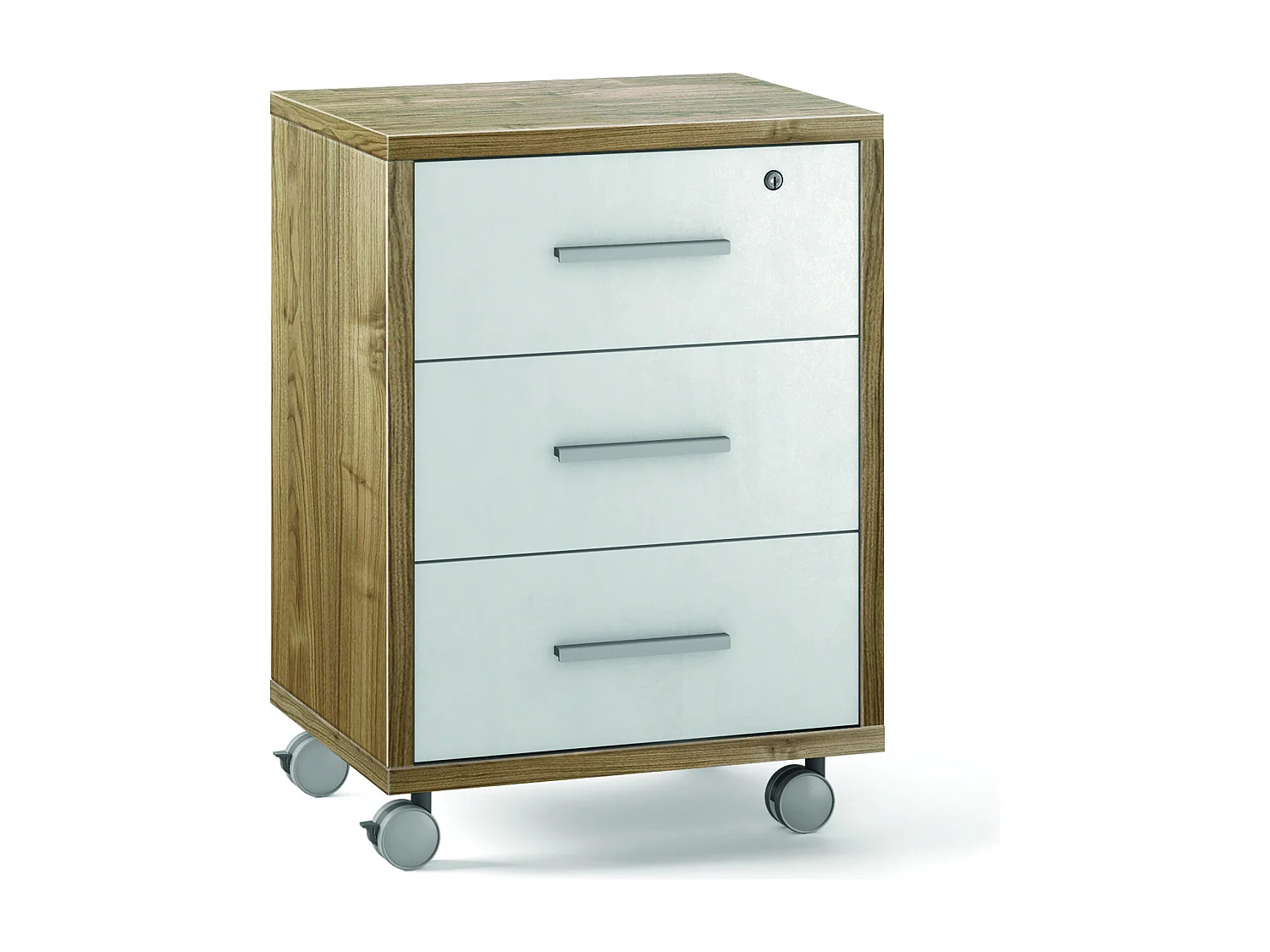 MilaniHome.it - cassettiera per ufficio 3 cassetti con ruote di design moderno cm 51 l x 41 p x 71 hdi coloreBianco