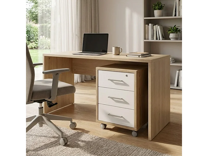 MilaniHome.it - cassettiera per ufficio 3 cassetti con ruote di design moderno cm 51 l x 41 p x 71 hdi coloreBianco