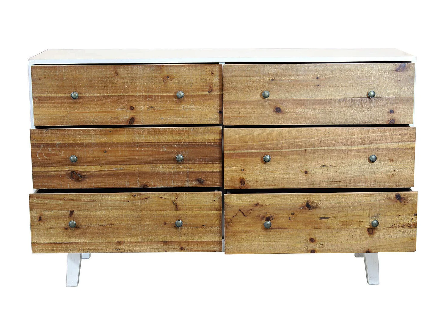 MilaniHome.it - cassettiera in legno con sei cassetti di design moderno per salotto cucina sala da pranzo cm 146x45x90 hdi coloreBianco