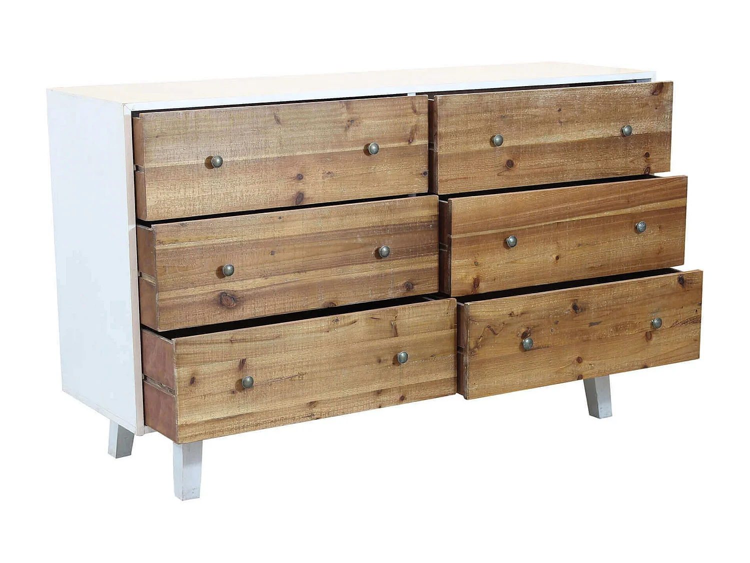 MilaniHome.it - cassettiera in legno con sei cassetti di design moderno per salotto cucina sala da pranzo cm 146x45x90 hdi coloreBianco