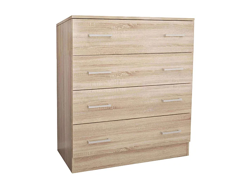 MilaniHome.it - cassettiera con 4 cassetti di design moderno contemporaneo cm 80 x 45 x 91 hdi coloreQuercia Chiaro