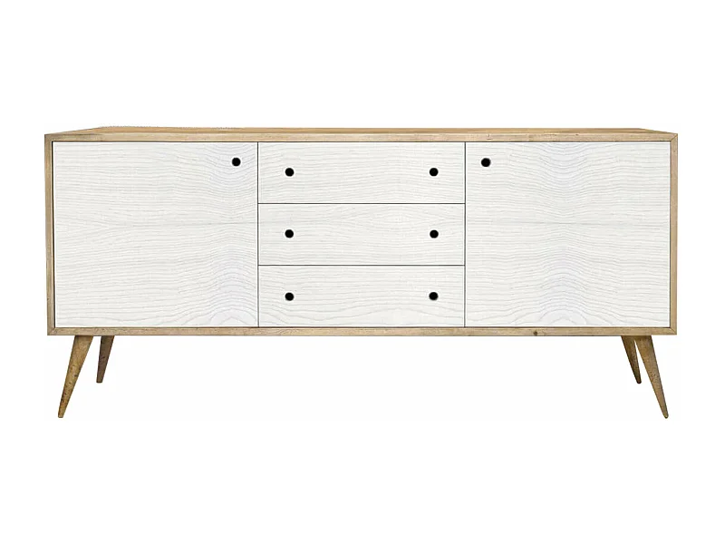 MilaniHome.it - Mobile Base Abete Spazzolato Cm 185x50x84 H Naturale E Bianca Per Cucina Sala Da Pranzo Salotto Soggiorno Camera Da Lettodi coloreBianco