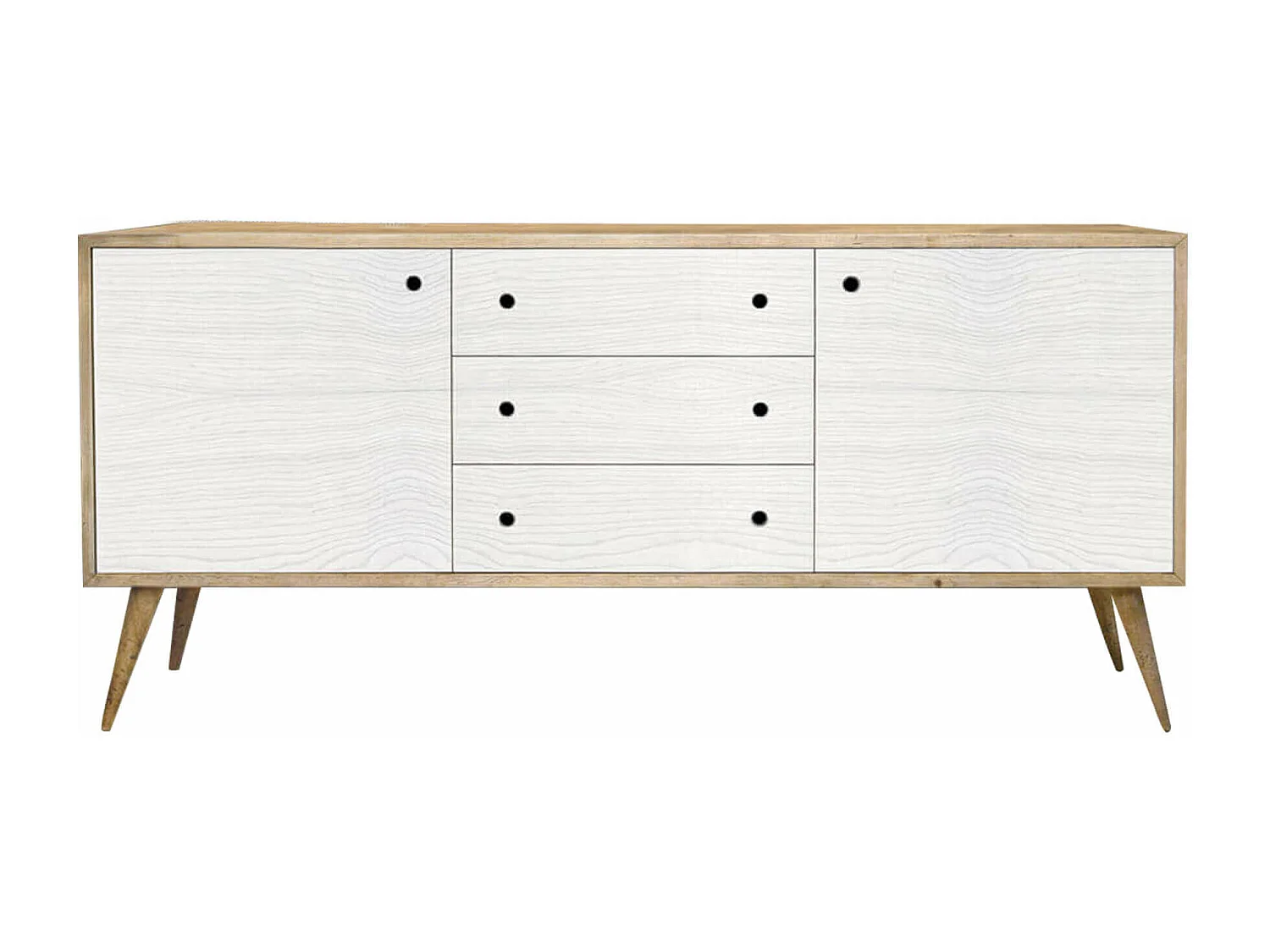 MilaniHome.it - Mobile Base Abete Spazzolato Cm 185x50x84 H Naturale E Bianca Per Cucina Sala Da Pranzo Salotto Soggiorno Camera Da Lettodi coloreBianco