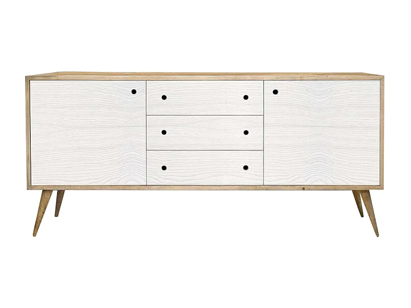 MilaniHome.it - Mobile Base Abete Spazzolato Cm 185x50x84 H Naturale E Bianca Per Cucina Sala Da Pranzo Salotto Soggiorno Camera Da Lettodi coloreBianco