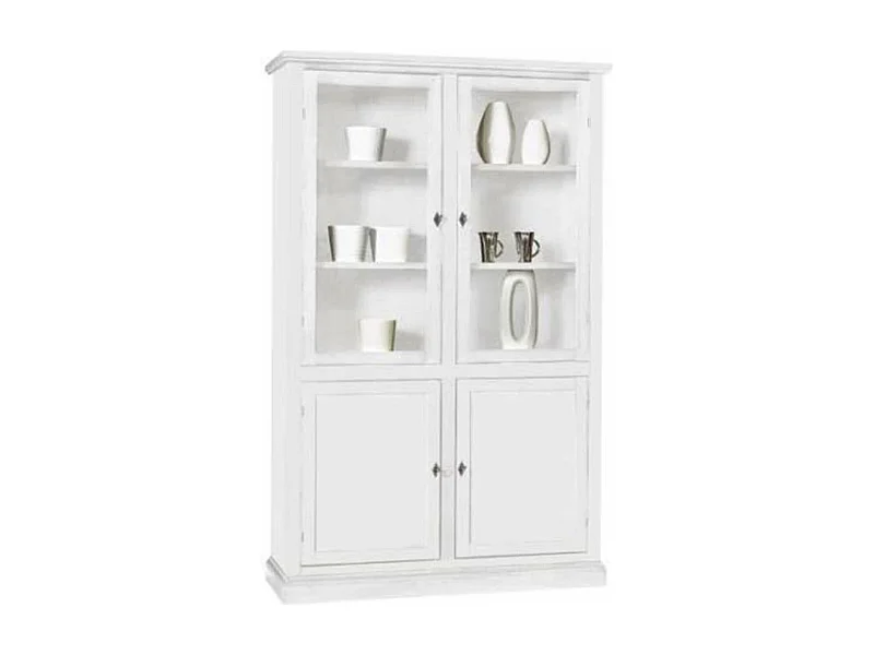 MilaniHome.it - Mobile Con Vetrina In Legno Massello 120x41x187di coloreBianco