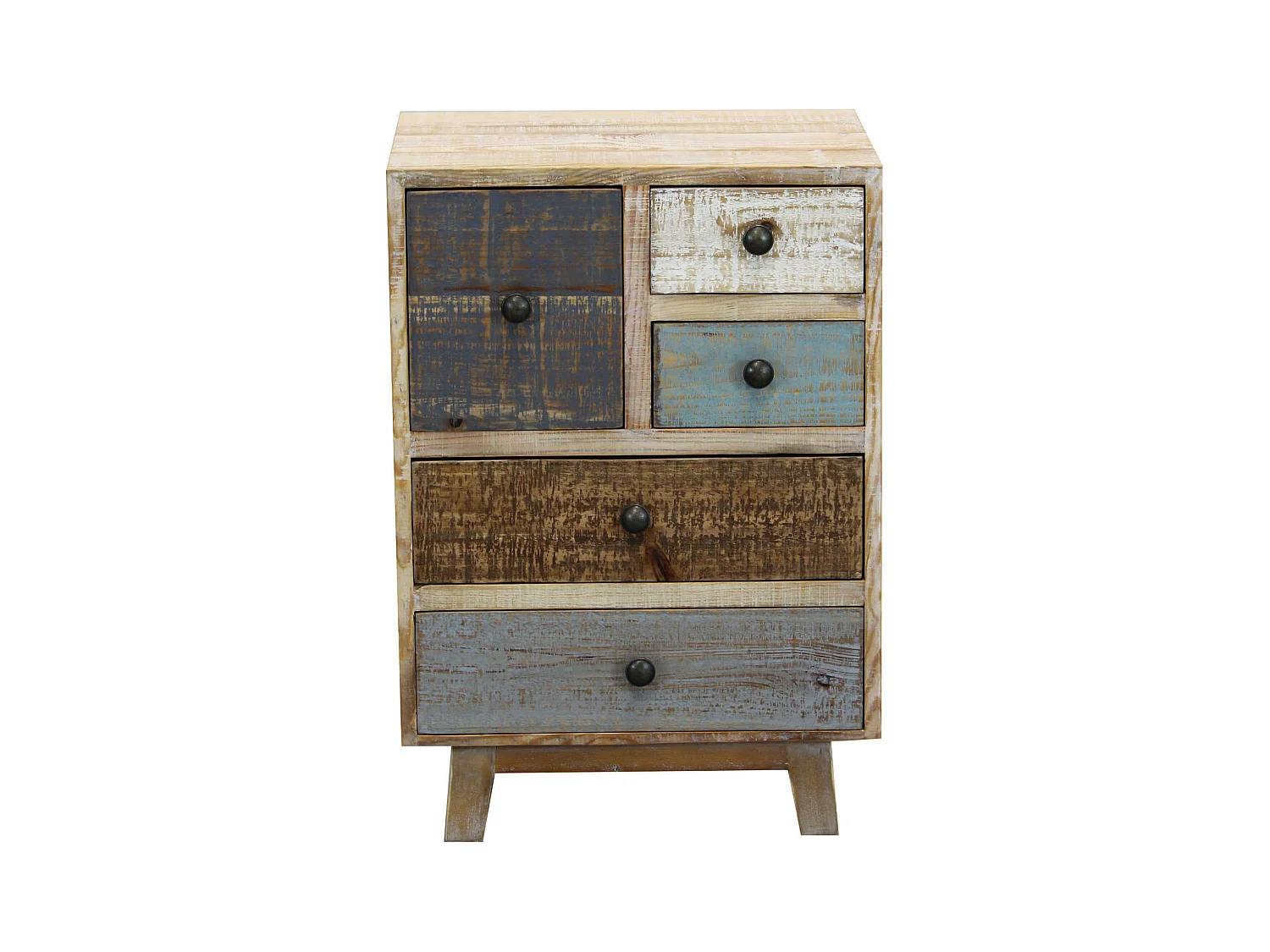 MilaniHome.it - Cassettiera In Legno Mobile Per Interno Con 5 Cassetti Di Design Stile Country Moderno Vintagedi coloreMulticolor