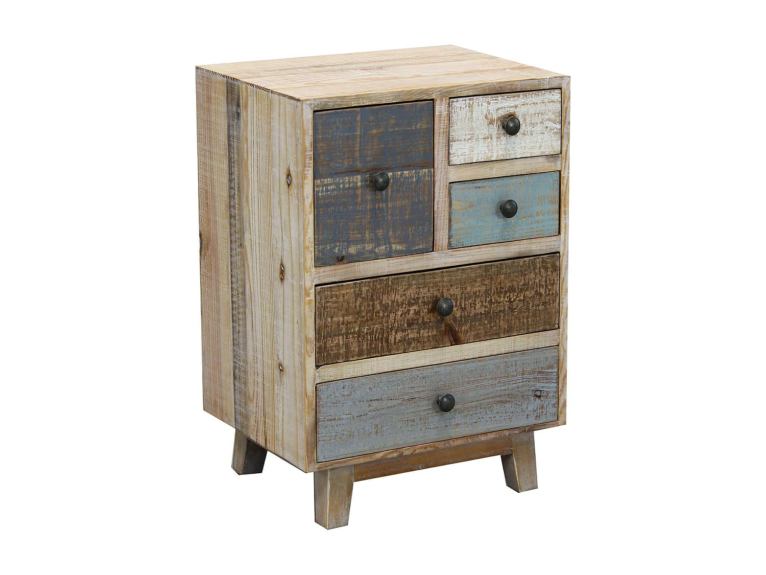 MilaniHome.it - Cassettiera In Legno Mobile Per Interno Con 5 Cassetti Di Design Stile Country Moderno Vintagedi coloreMulticolor