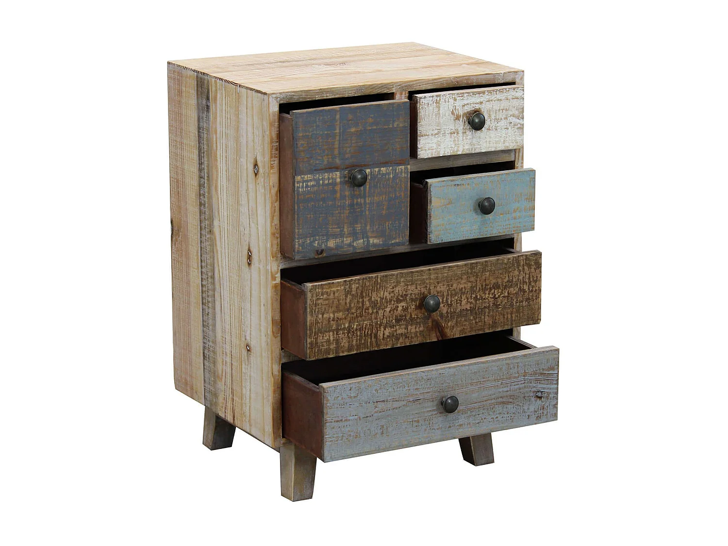 MilaniHome.it - Cassettiera In Legno Mobile Per Interno Con 5 Cassetti Di Design Stile Country Moderno Vintagedi coloreMulticolor