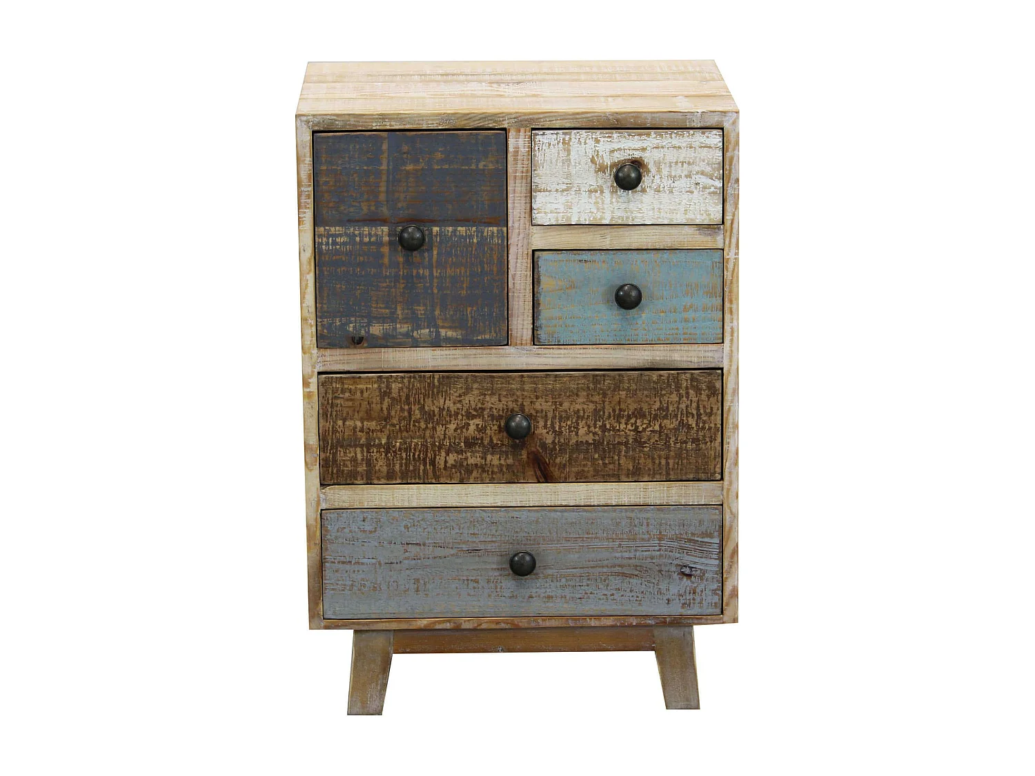 MilaniHome.it - Cassettiera In Legno Mobile Per Interno Con 5 Cassetti Di Design Stile Country Moderno Vintagedi coloreMulticolor