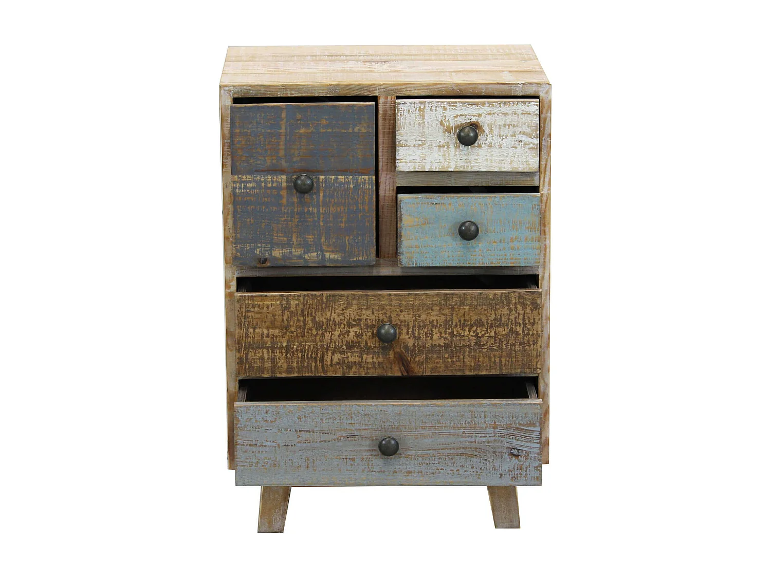 MilaniHome.it - Cassettiera In Legno Mobile Per Interno Con 5 Cassetti Di Design Stile Country Moderno Vintagedi coloreMulticolor