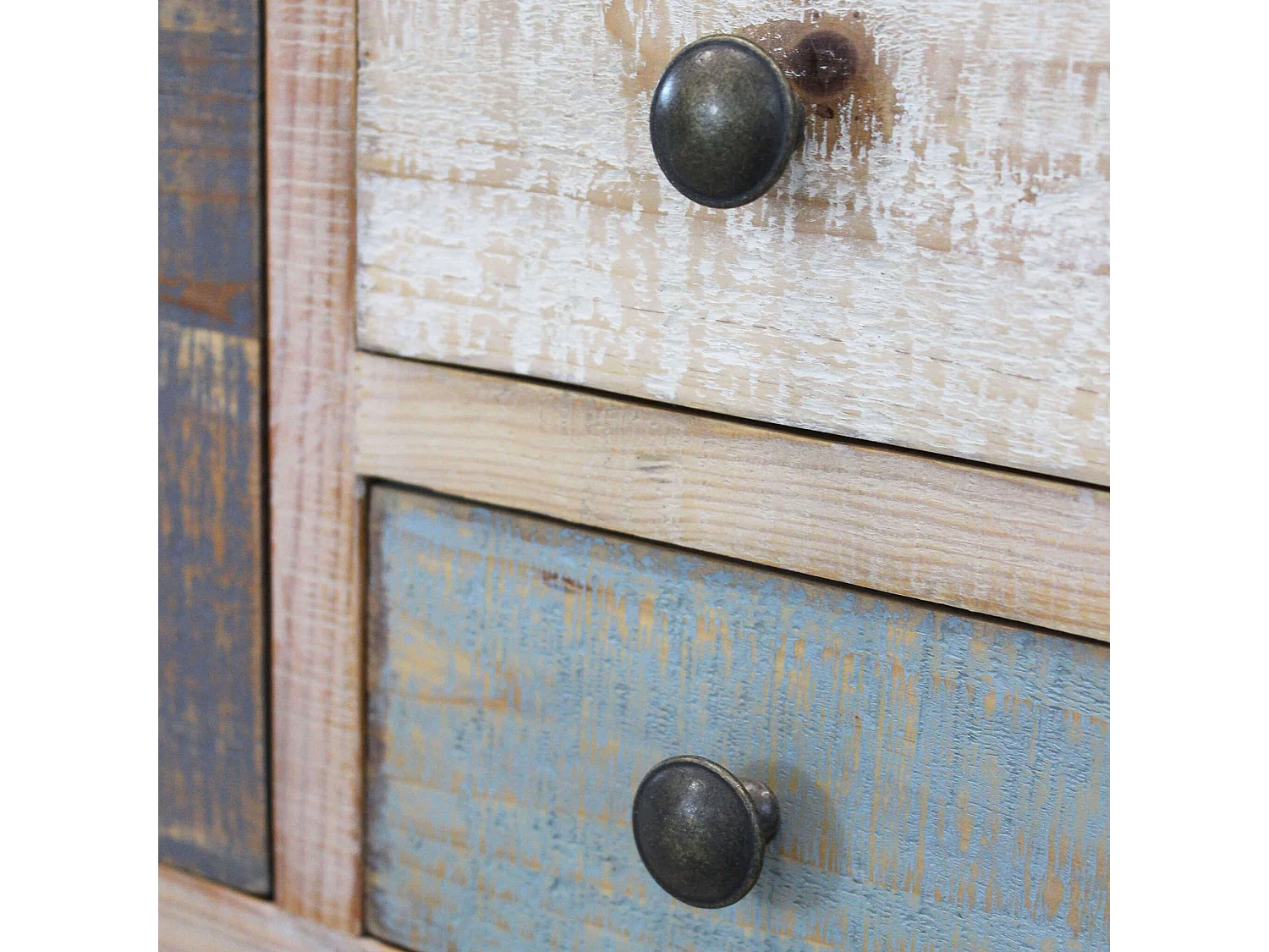 MilaniHome.it - Cassettiera In Legno Mobile Per Interno Con 5 Cassetti Di Design Stile Country Moderno Vintagedi coloreMulticolor