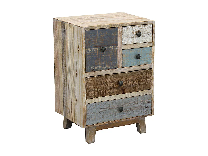 MilaniHome.it - Cassettiera In Legno Mobile Per Interno Con 5 Cassetti Di Design Stile Country Moderno Vintagedi coloreMulticolor