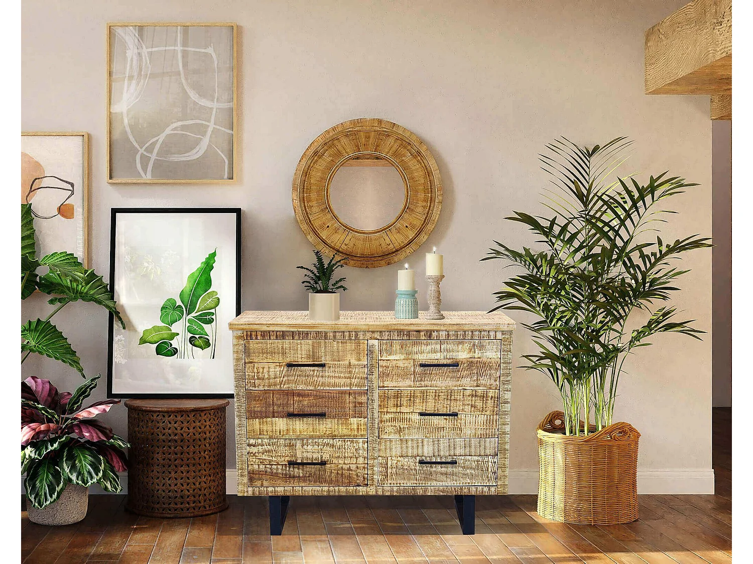 MilaniHome.it - cassettiera con sei cassetti in legno di design moderno per salotto cucina sala da pranzo cm 100x45x83 hdi coloreMarrone