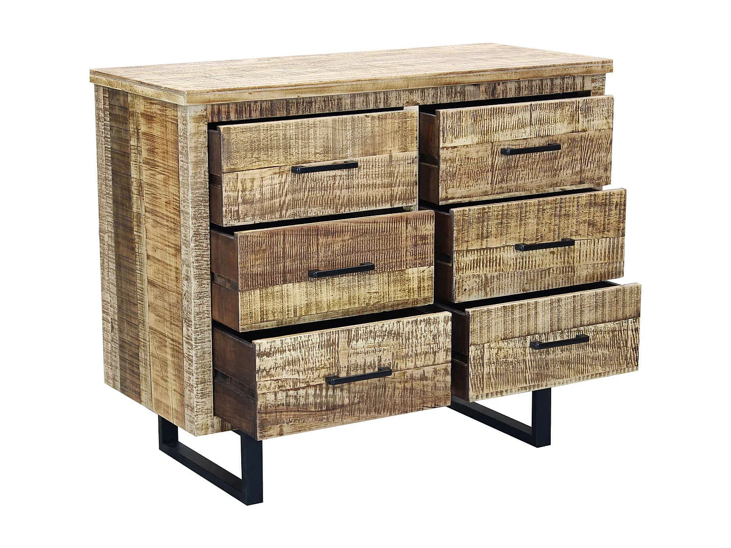 Milani Home - cassettiera con sei cassetti in legno di design moderno per salotto cucina sala da pranzo cm 100x45x83 h - Marrone