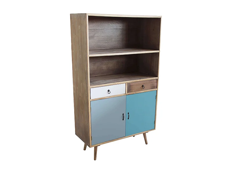 MilaniHome.it - Mobile Con 2 Ante, 2 Cassetti Colorati E 2 Ripiani Stile Industriale Cm 80x35x140 H Per Interno Casa Studio Ufficiodi coloreMulticolor