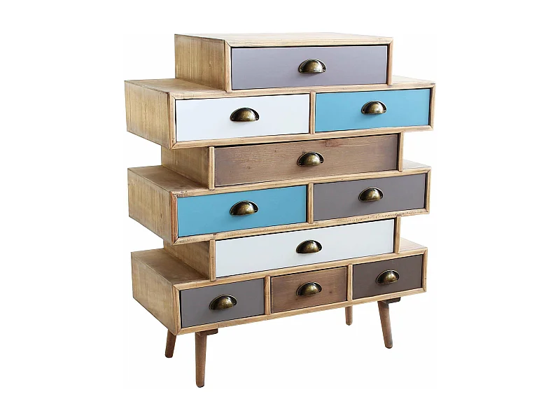 MilaniHome.it - Mobiletto 10 Cassetti 80x36,5x91,5 Per Interno Camera Cameretta Salotto Ingresso Cucinadi coloreMulticolor