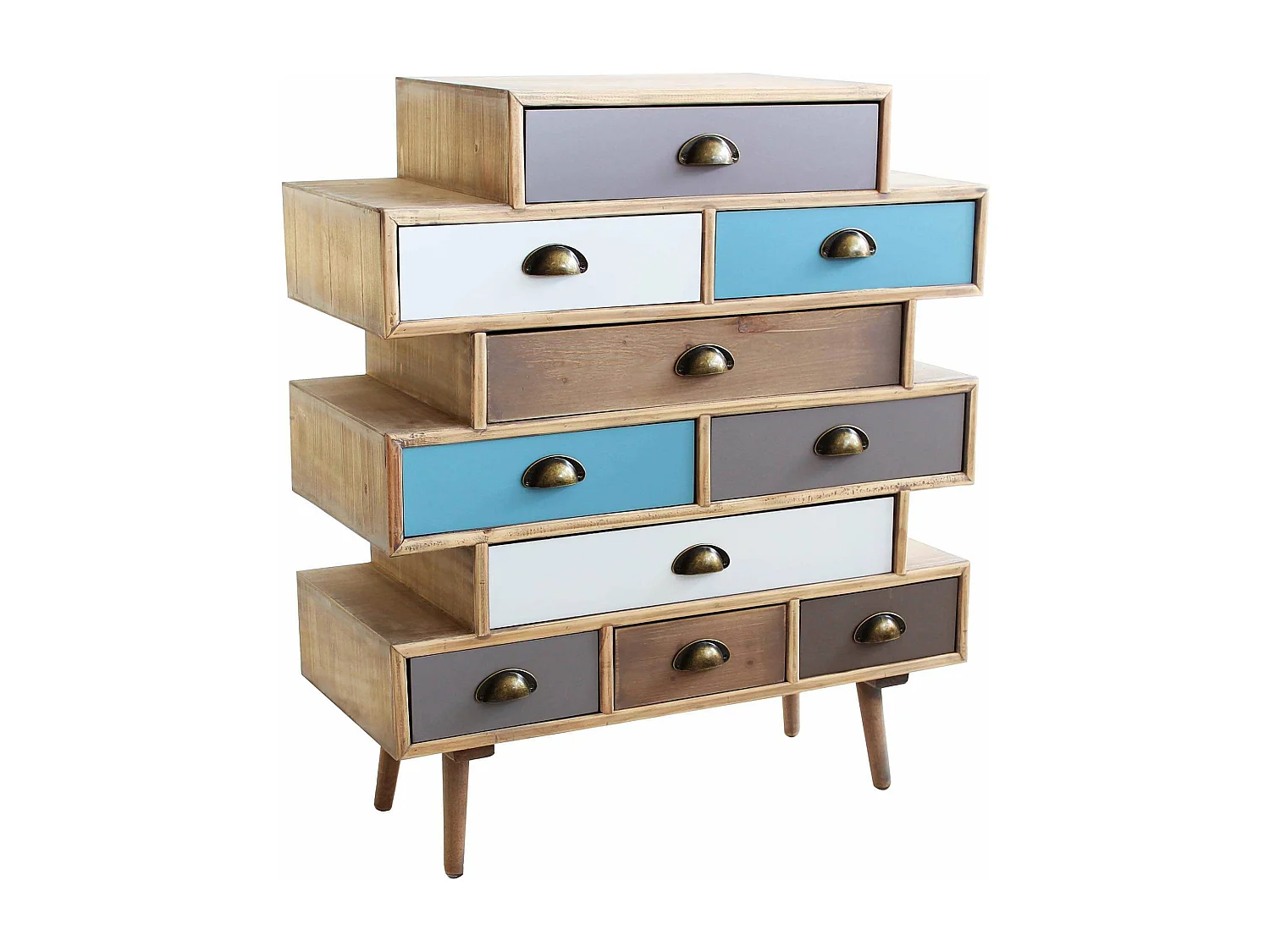 MilaniHome.it - Mobiletto 10 Cassetti 80x36,5x91,5 Per Interno Camera Cameretta Salotto Ingresso Cucinadi coloreMulticolor