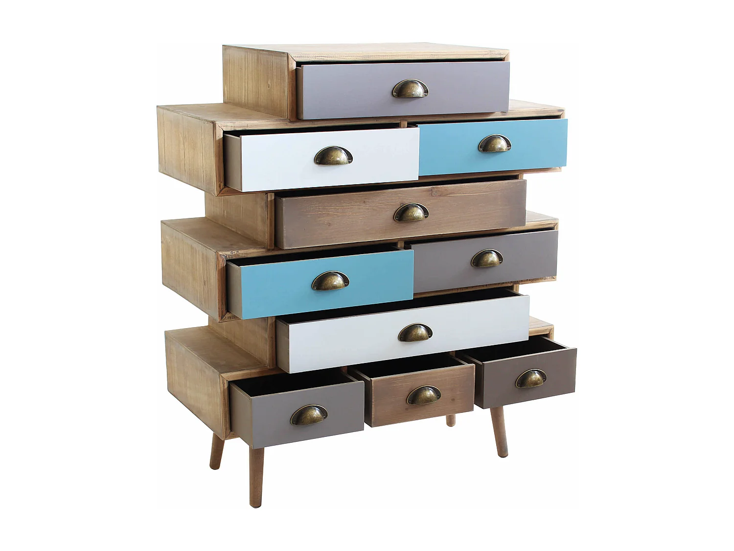 MilaniHome.it - Mobiletto 10 Cassetti 80x36,5x91,5 Per Interno Camera Cameretta Salotto Ingresso Cucinadi coloreMulticolor