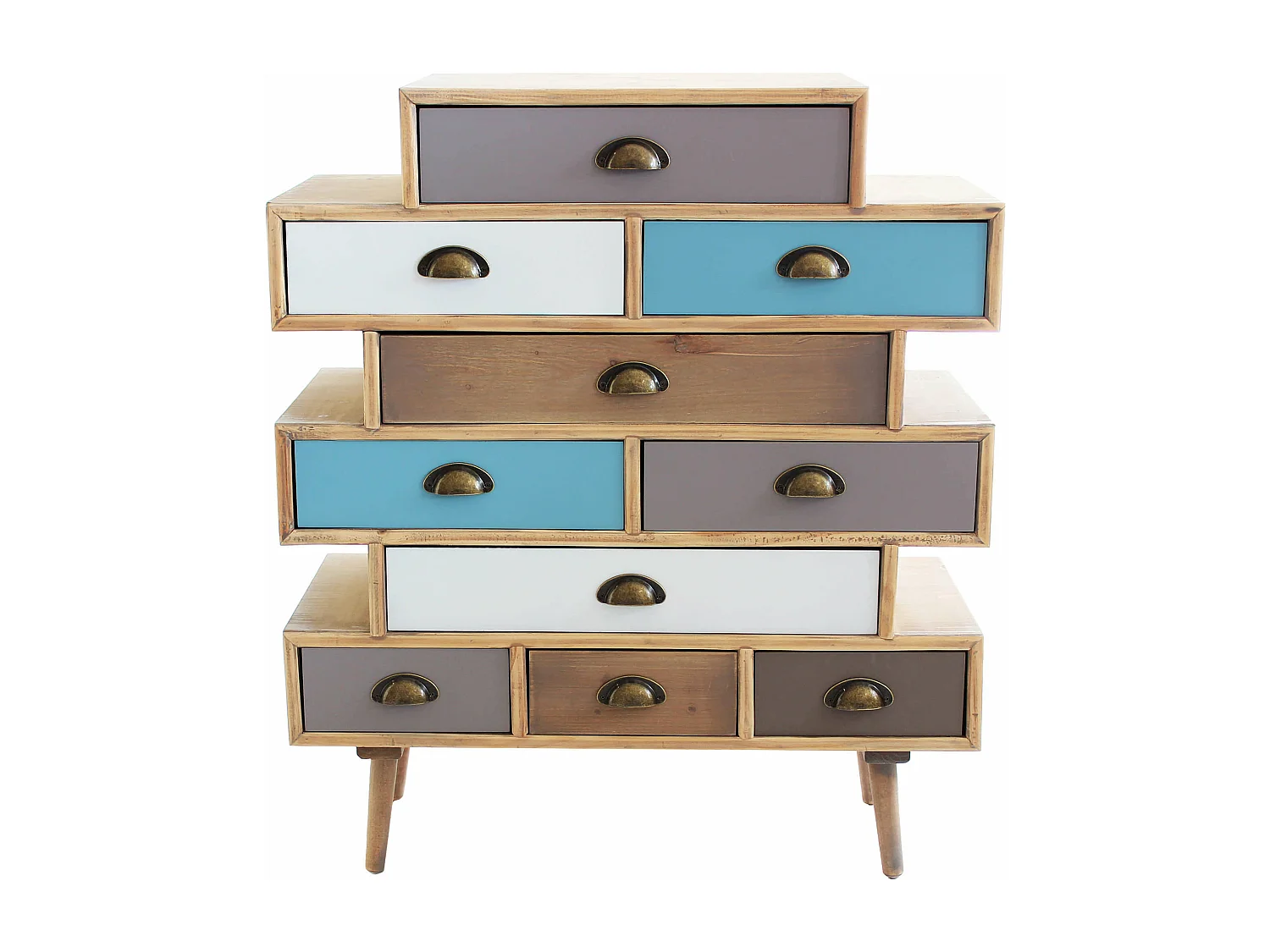 MilaniHome.it - Mobiletto 10 Cassetti 80x36,5x91,5 Per Interno Camera Cameretta Salotto Ingresso Cucinadi coloreMulticolor