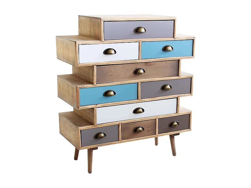 MilaniHome.it - Mobiletto 10 Cassetti 80x36,5x91,5 Per Interno Camera Cameretta Salotto Ingresso Cucinadi coloreMulticolor