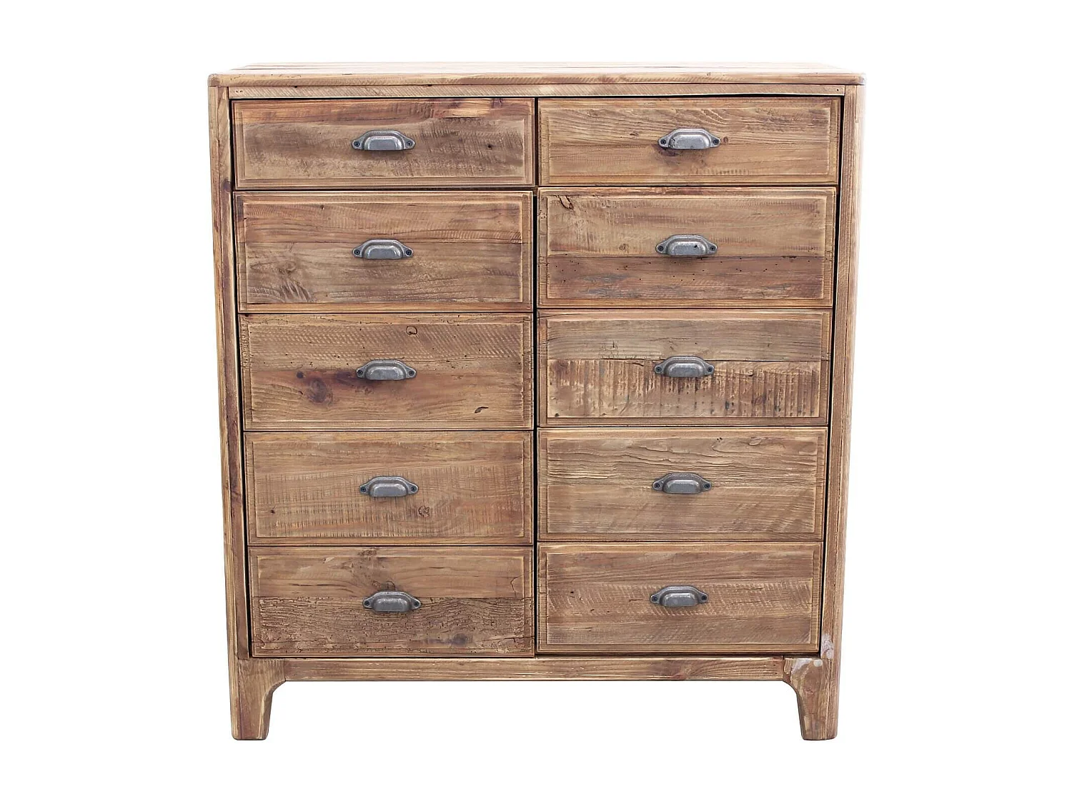 MilaniHome.it - cassettiera con 2 cassetti e 2 ante in legno di pino riciclato di design moderno in legno invecchiato pezzo unico cm 105x48x113 hdi coloreMarrone