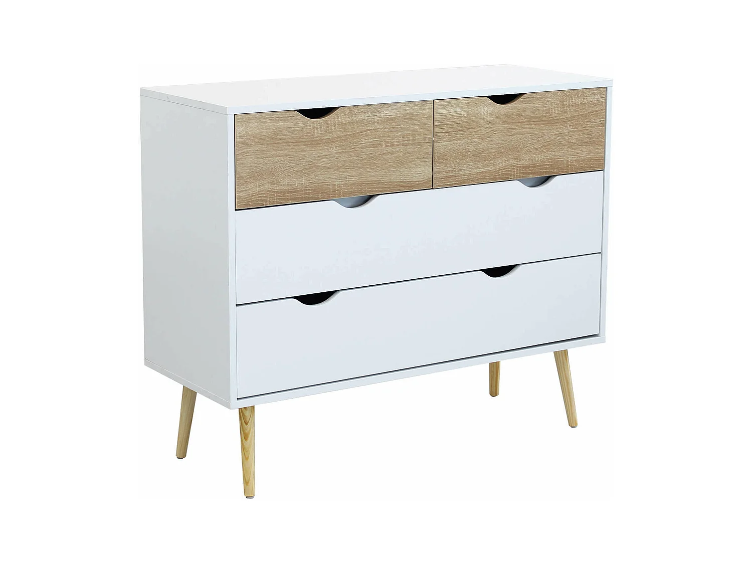 MilaniHome.it - Cassettiera In Legno Di Design Stile Moderno Minimalista 4 Cassetti, Cm 99x39x82 Hdi coloreBianco