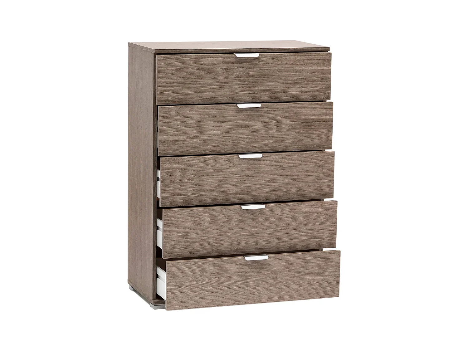 MilaniHome.it - cassettiera 5 cassetti per soggiorno cucina bagno fatto in Italia cm 75x38x103 hdi coloreRovere grigio