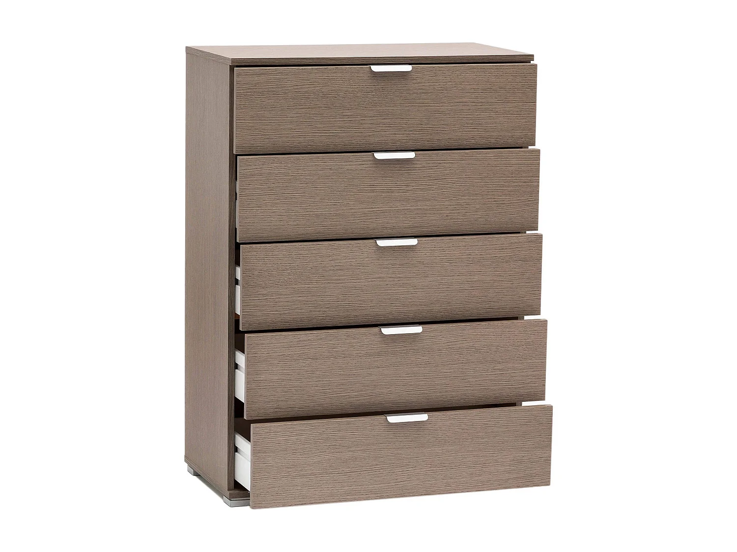 MilaniHome.it - cassettiera 5 cassetti per soggiorno cucina bagno fatto in Italia cm 75x38x103 hdi coloreRovere grigio