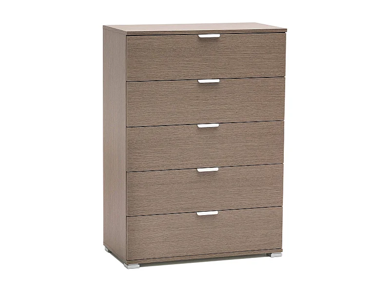 MilaniHome.it - cassettiera 5 cassetti per soggiorno cucina bagno fatto in Italia cm 75x38x103 hdi coloreRovere grigio