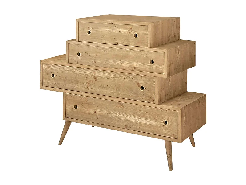 MilaniHome.it - Cassettiera Abete Spazzolato Cm 110x45x95 H Naturale Per Soggiorno Salotto Camera Da Letto Studio Ufficiodi coloreMarrone