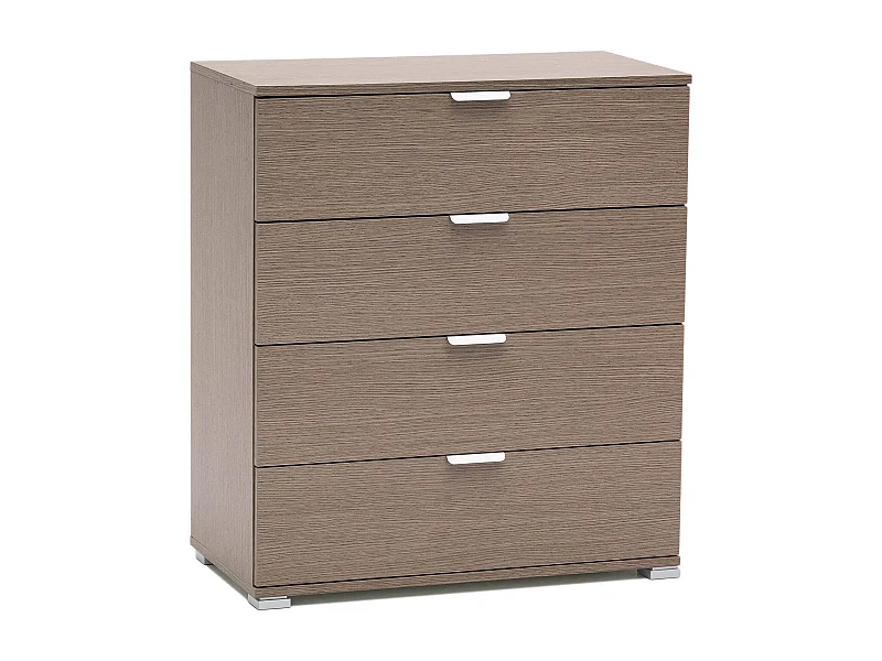 MilaniHome.it - cassettiera 4 cassetti per soggiorno cucina bagno fatto in Italia cm 75x38x85 hdi coloreRovere grigio