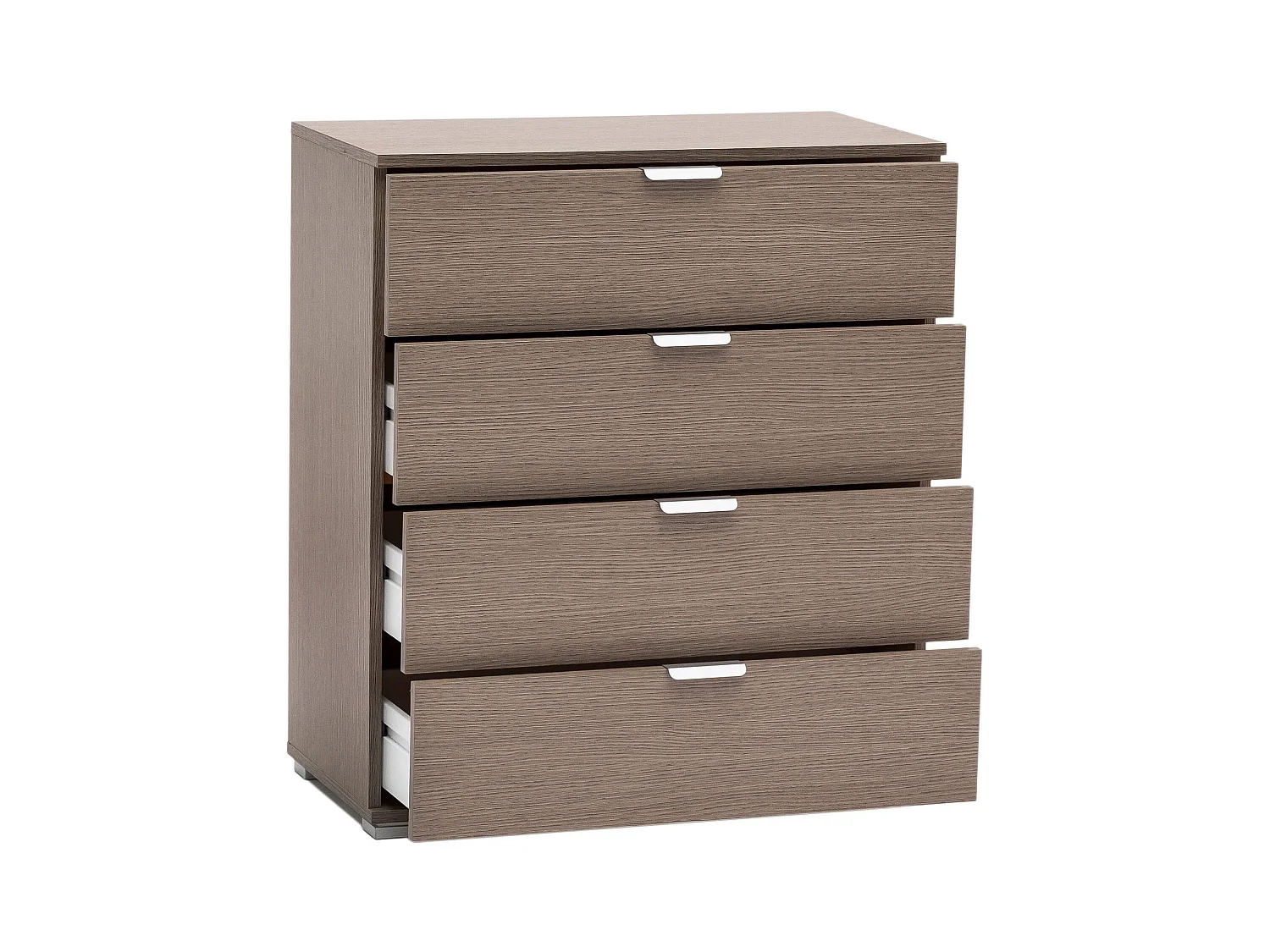 MilaniHome.it - cassettiera 4 cassetti per soggiorno cucina bagno fatto in Italia cm 75x38x85 hdi coloreRovere grigio