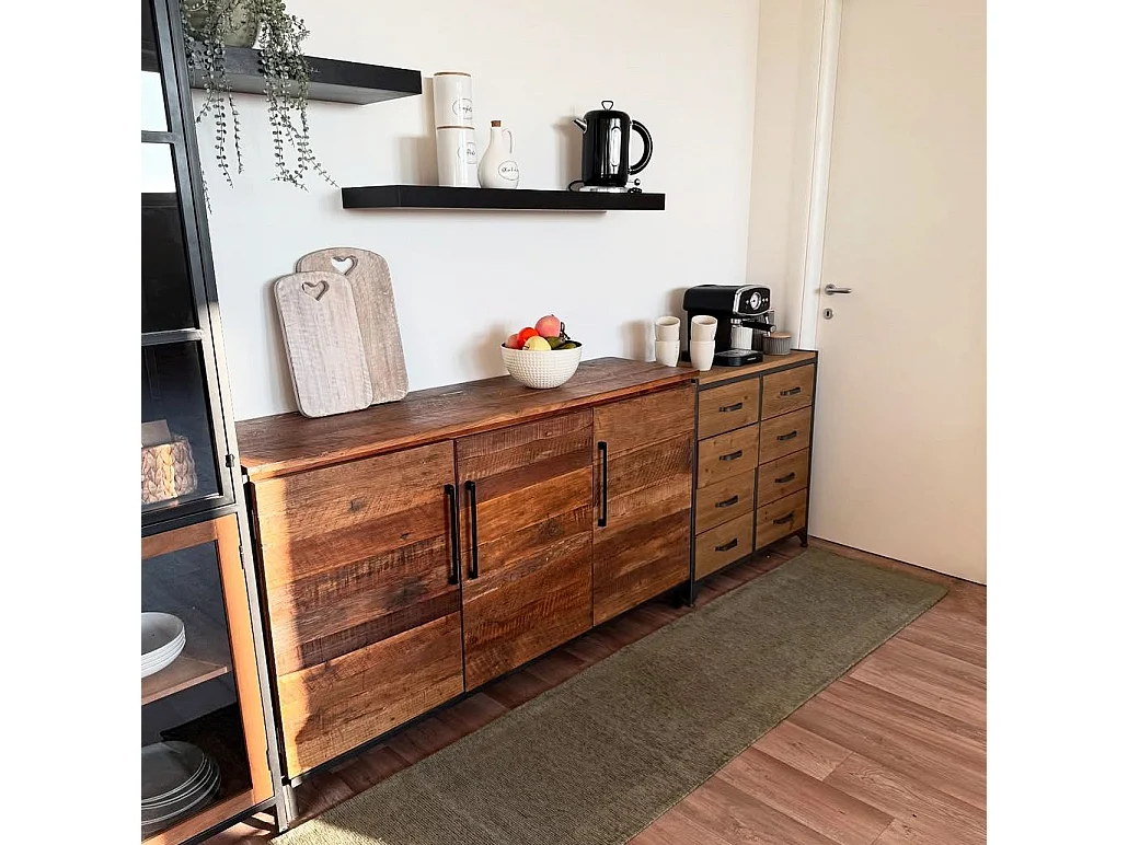 MilaniHome.it - cassettiera in legno e metallo per salotto soggiorno cucina di design industrial cm 81,5x38x82,5 hdi coloreMarrone