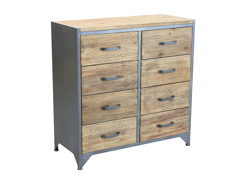 MilaniHome.it - cassettiera in legno e metallo per salotto soggiorno cucina di design industrial cm 81,5x38x82,5 hdi coloreMarrone