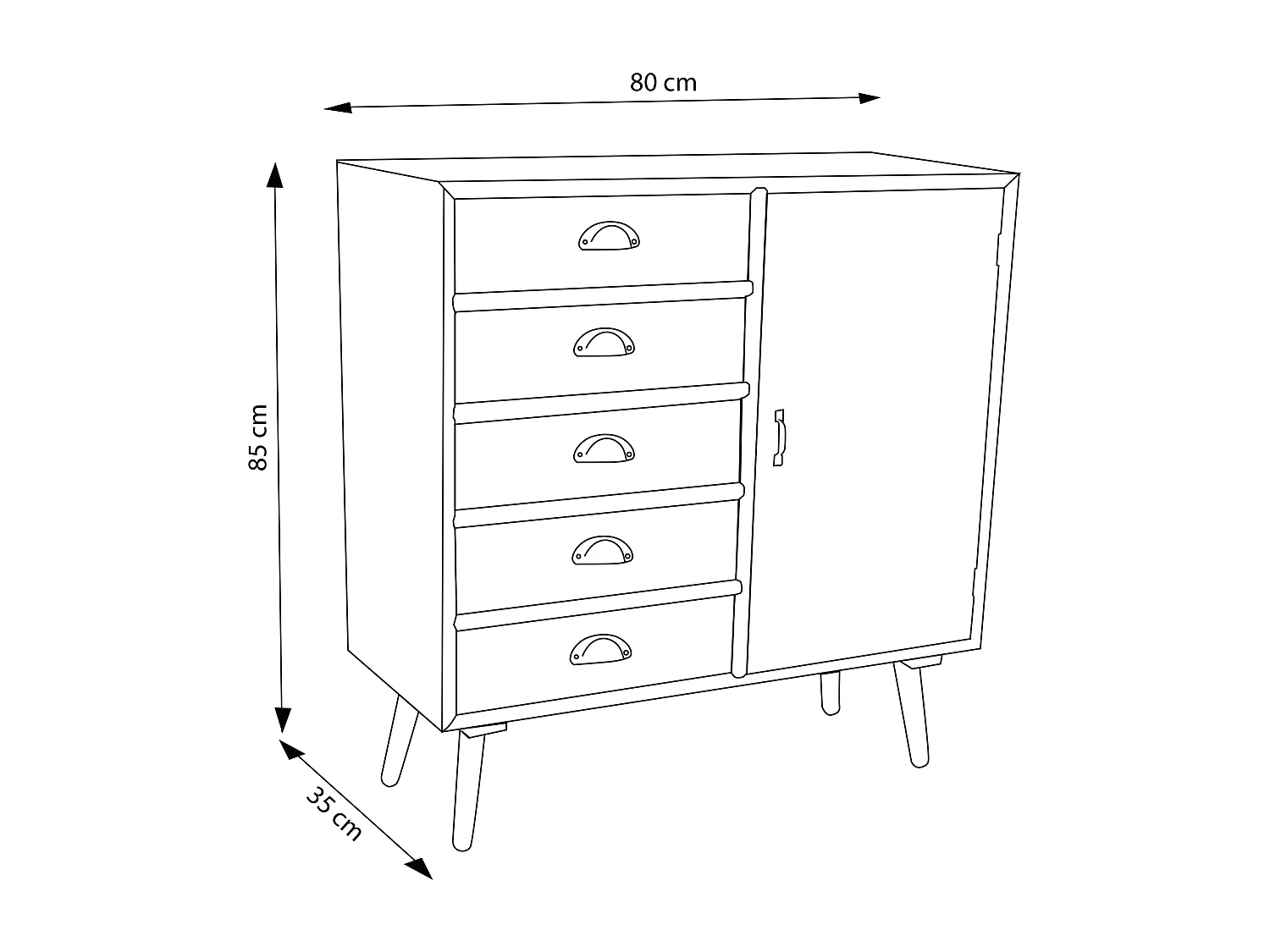 MilaniHome.it - Mobiletto 5 Cassetti Colorati E 1 Anta Stile Industriale Cm 80x35x85 H Per Interno Camera Cameretta Salotto Ingresso Cucinadi coloreMulticolor