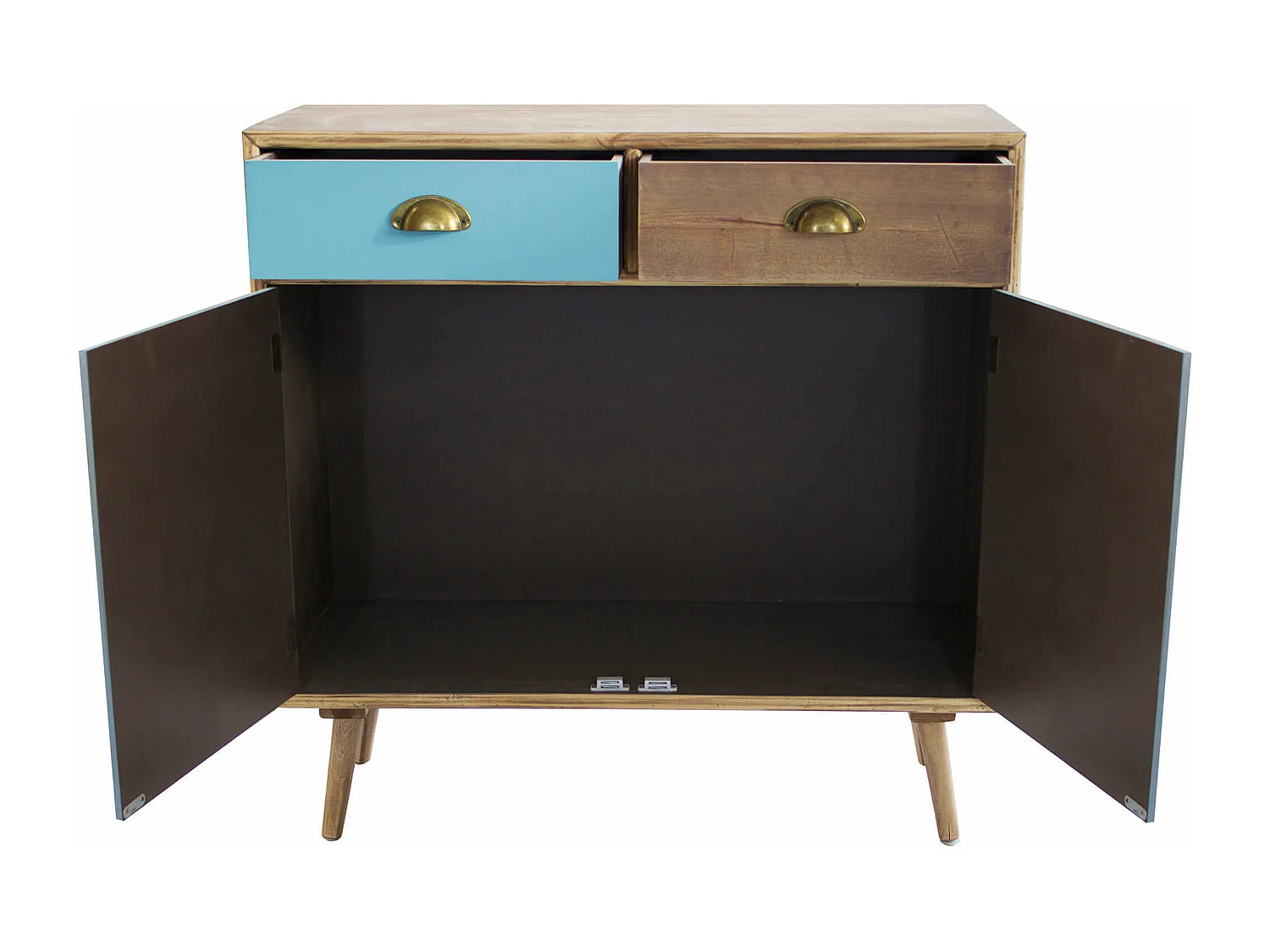 MilaniHome.it - Mobiletto 2 Cassetti E 2 Ante Colorati Stile Industriale Cm 80x35x97,5 H Per Interno Camera Cameretta Salotto Ingresso Cucinadi coloreMulticolor