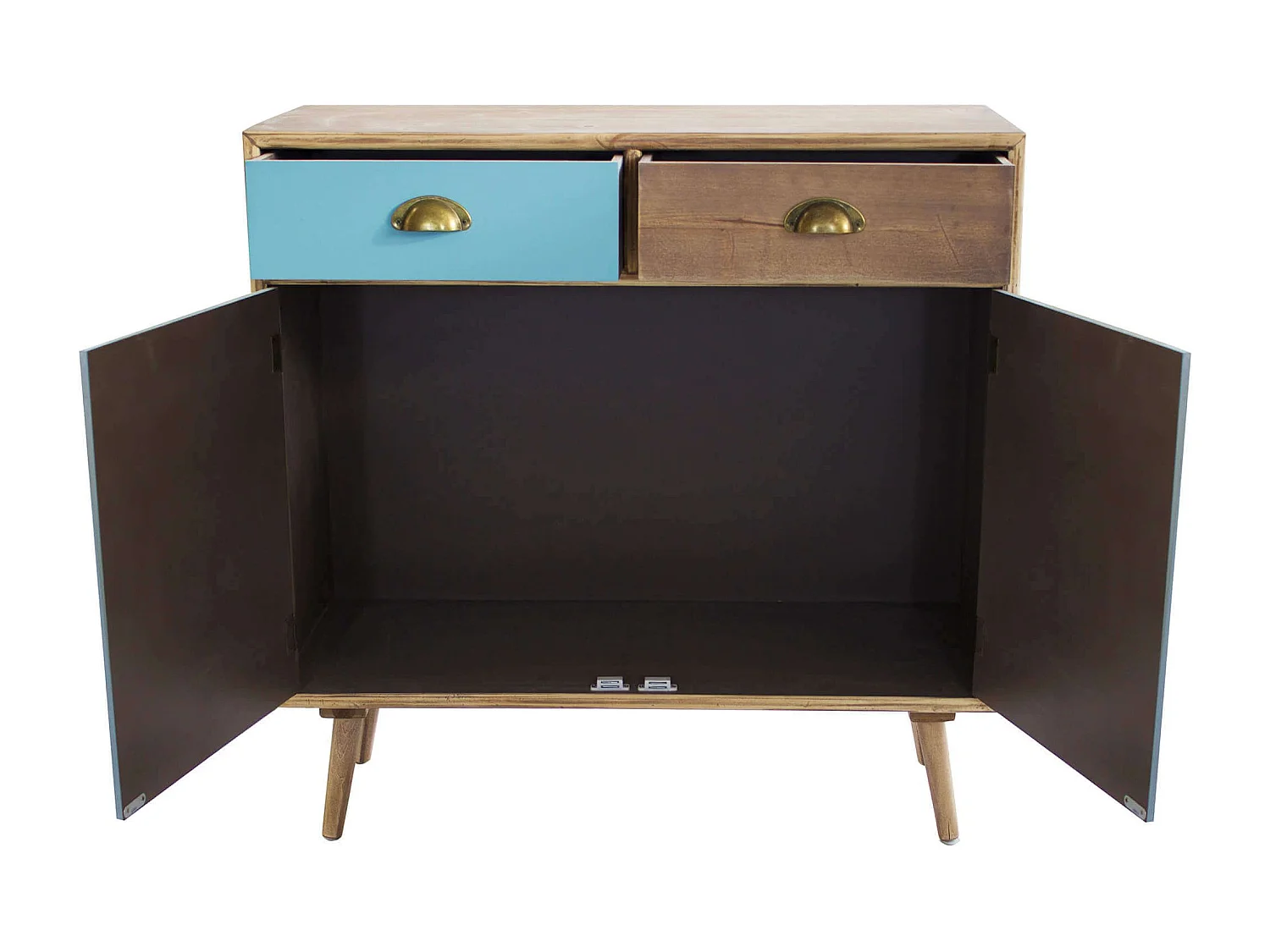 MilaniHome.it - Mobiletto 2 Cassetti E 2 Ante Colorati Stile Industriale Cm 80x35x97,5 H Per Interno Camera Cameretta Salotto Ingresso Cucinadi coloreMulticolor