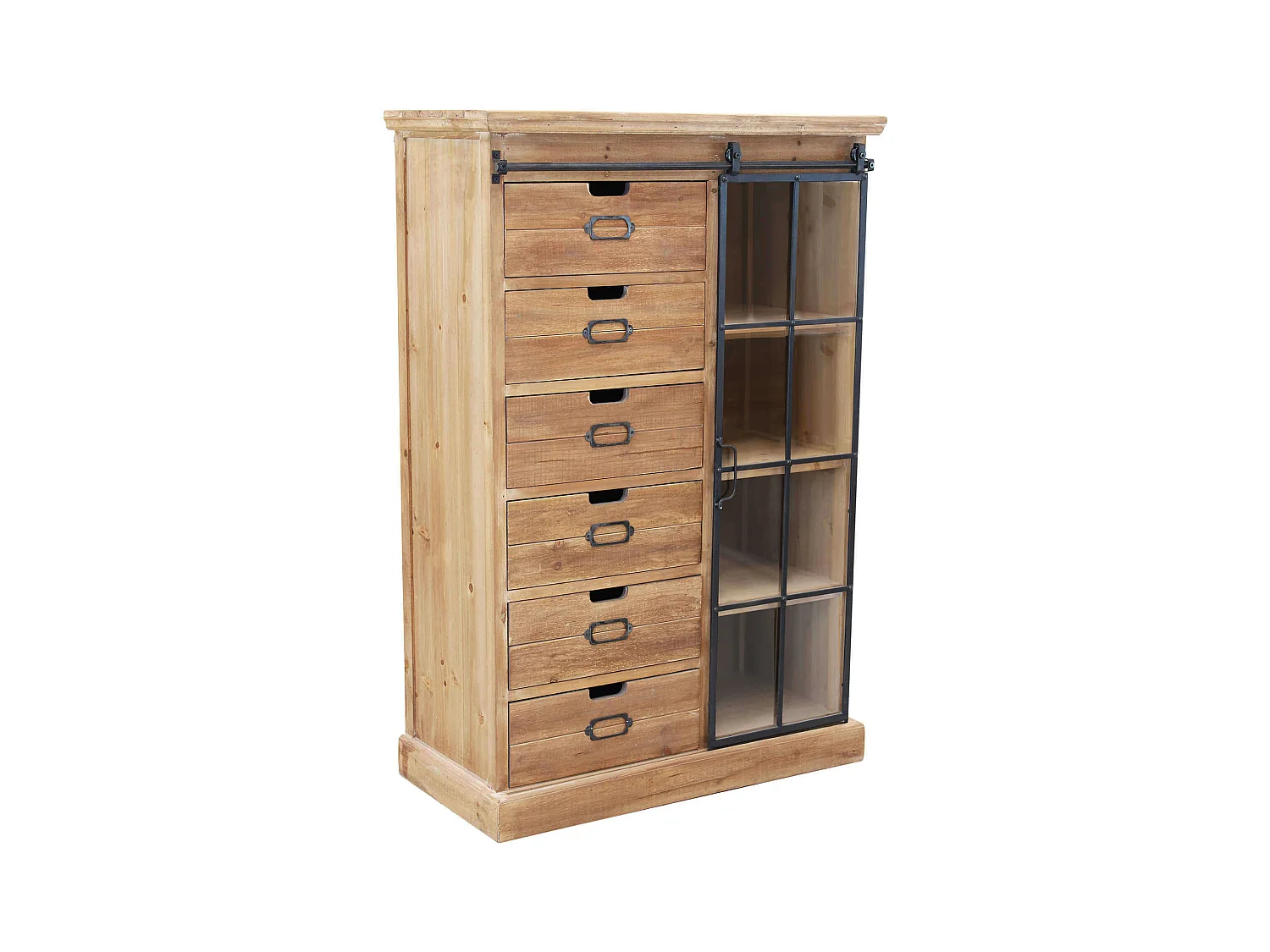MilaniHome.it - cassettiera con anta scorrevole per salotto soggiorno cucina di design industrial cm 82x39,5x123 hdi coloreMarrone