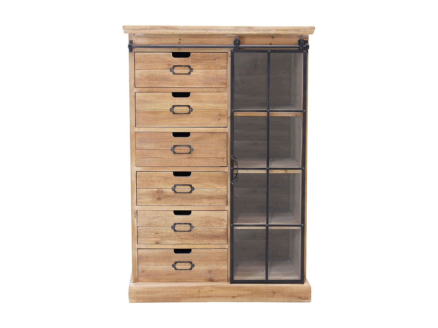 MilaniHome.it - cassettiera con anta scorrevole per salotto soggiorno cucina di design industrial cm 82x39,5x123 hdi coloreMarrone