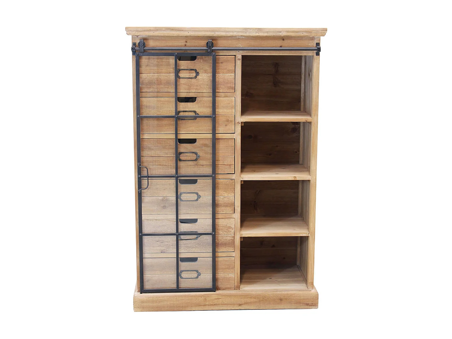 MilaniHome.it - cassettiera con anta scorrevole per salotto soggiorno cucina di design industrial cm 82x39,5x123 hdi coloreMarrone